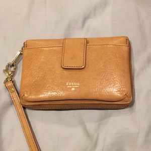 Fossil leather wristlet